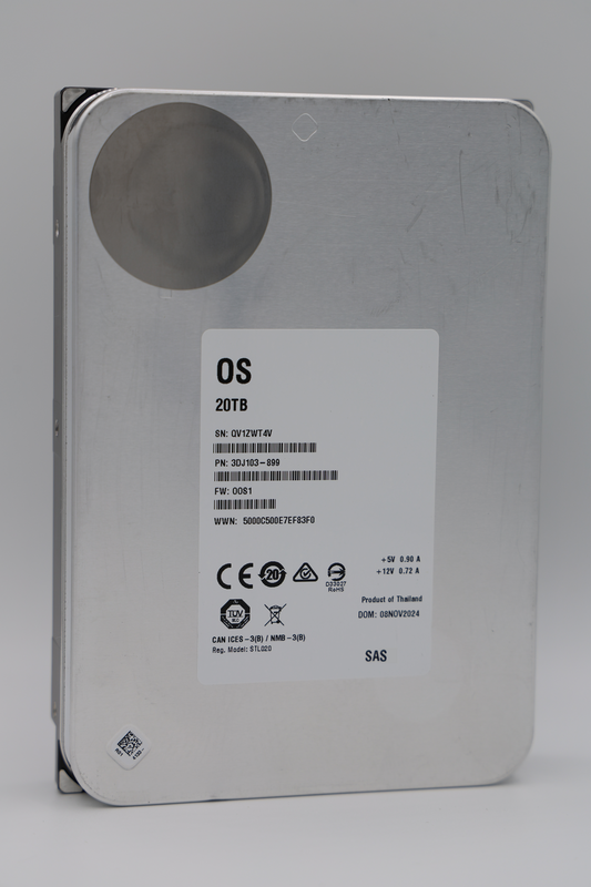 20 TB SAS 3,5" Enterprise White Label Hard Drive - XX20000NM000E