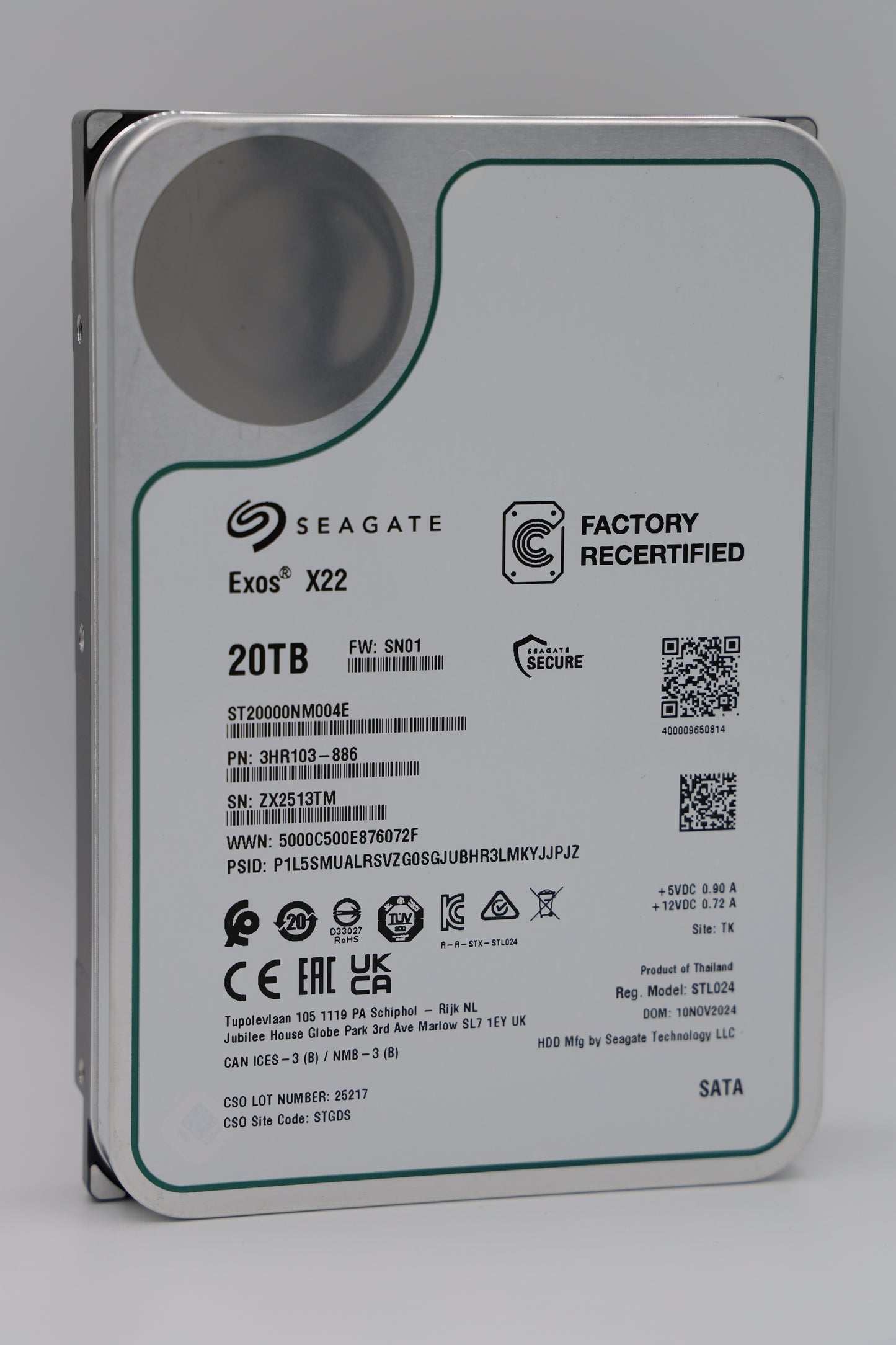 Seagate Exos X22 20 TB SATA Recertified Hard Drive