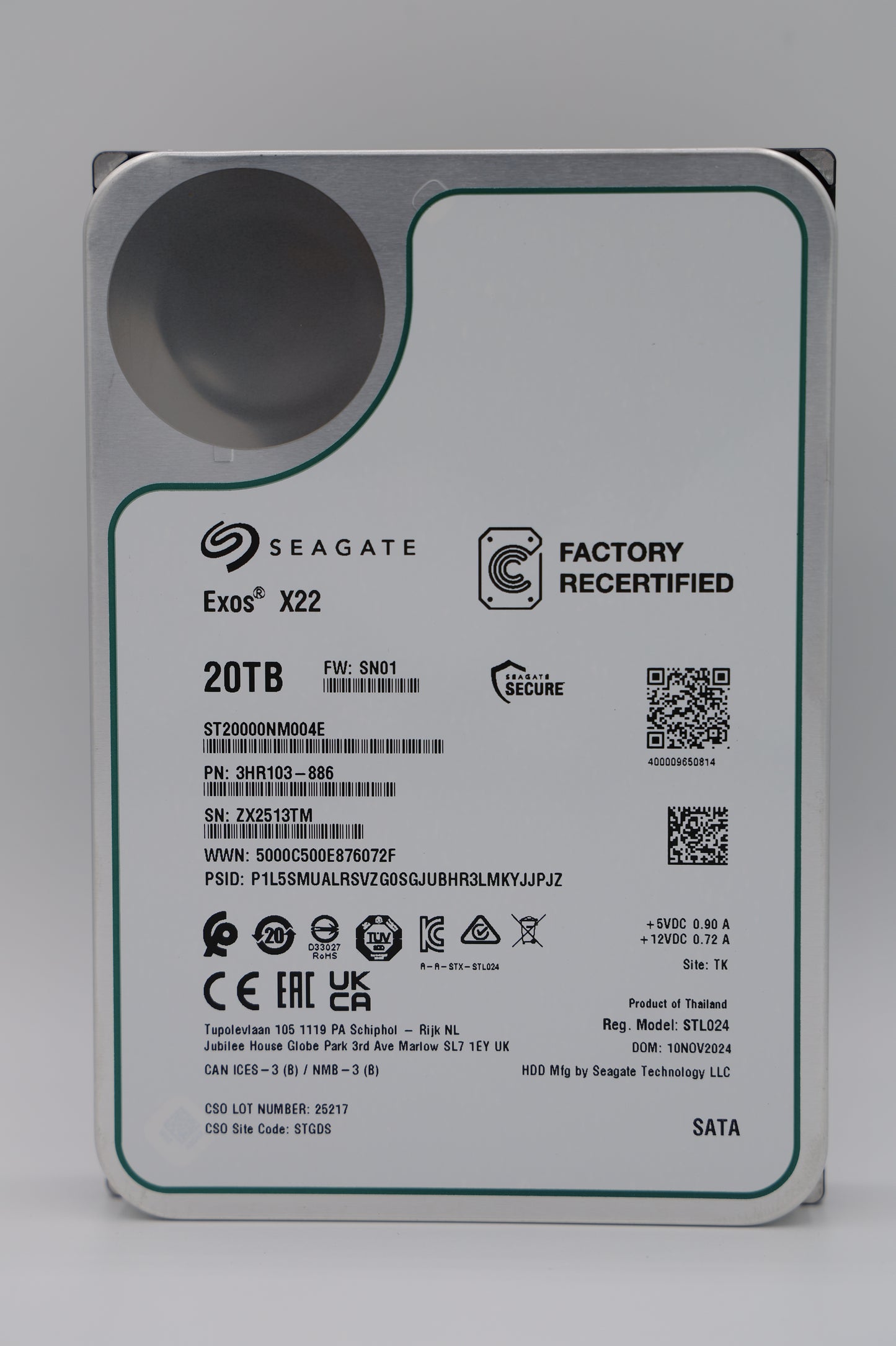 Seagate Exos X22 20 TB SATA Recertified Hard Drive