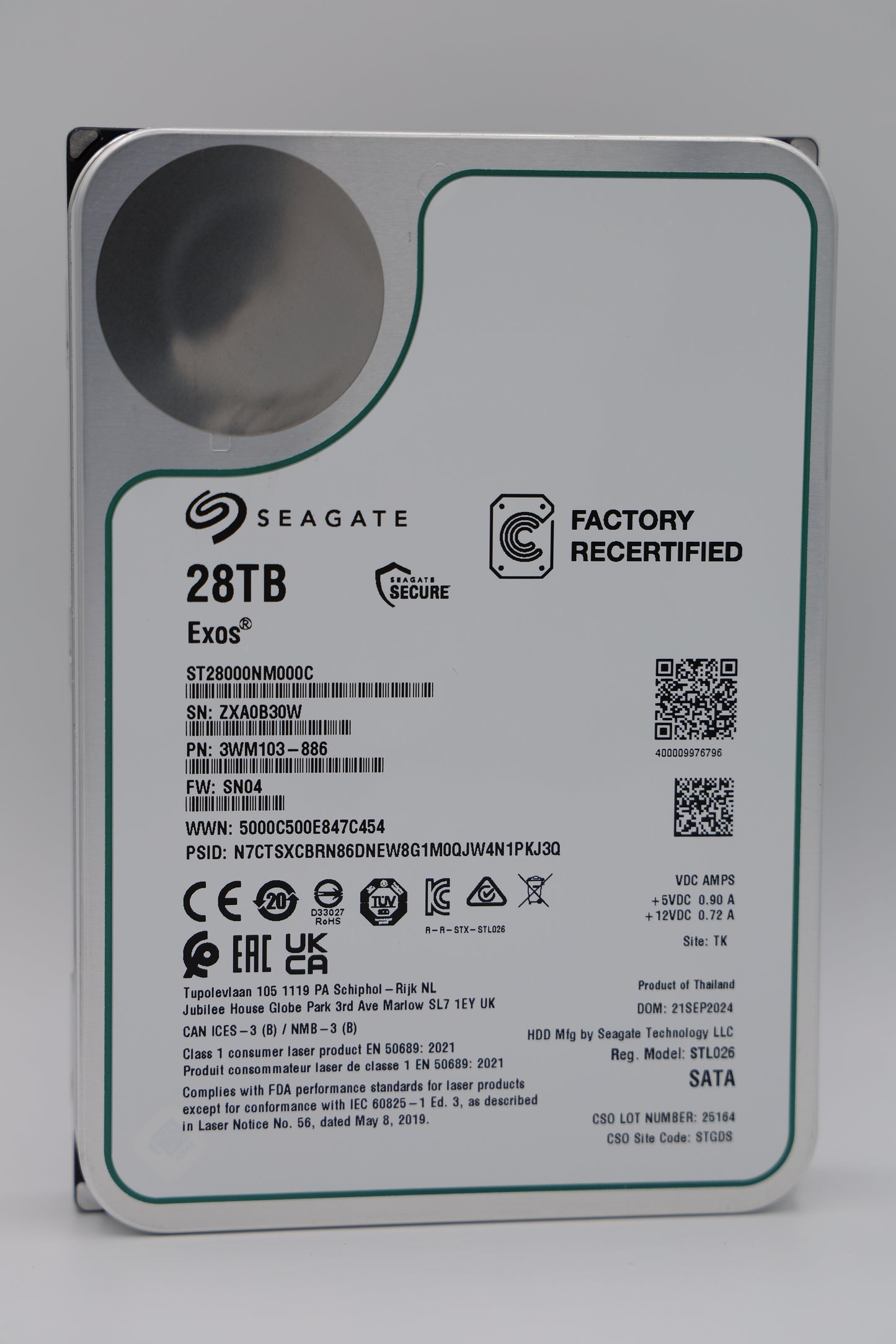 Seagate Exos 28 TB SATA Recertified Hard Drive