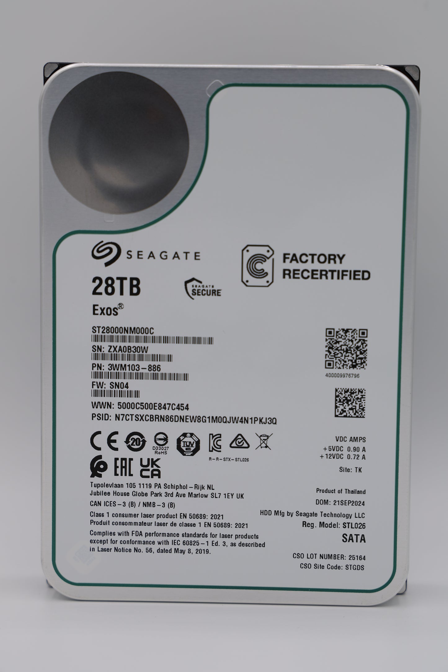 Seagate Exos 28 TB SATA Recertified Hard Drive