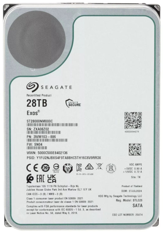 Seagate Exos 28 TB SATA Recertified Hard Drive