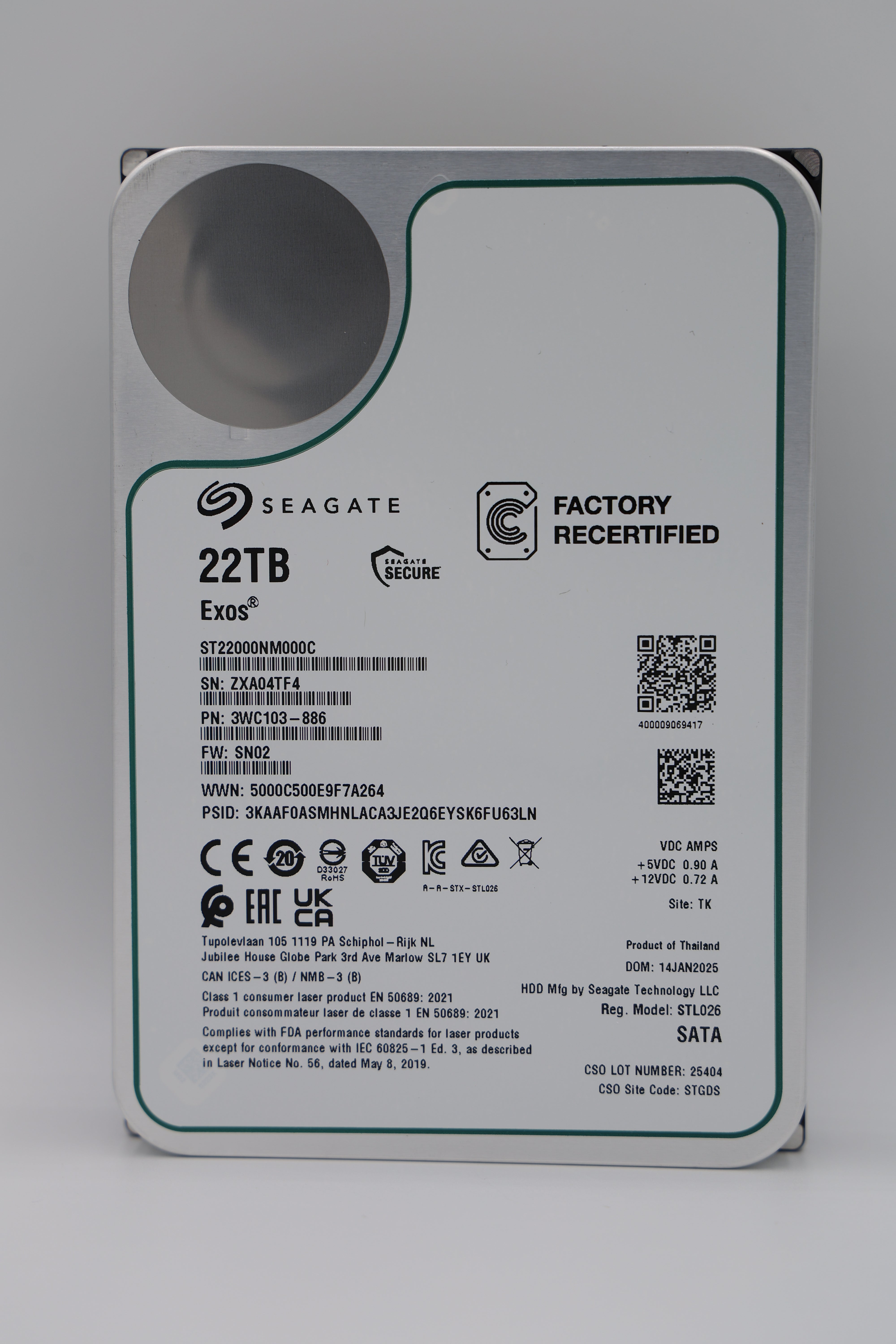 Seagate Exos 22 TB SATA Recertified Hard Drive - ST22000NM000C